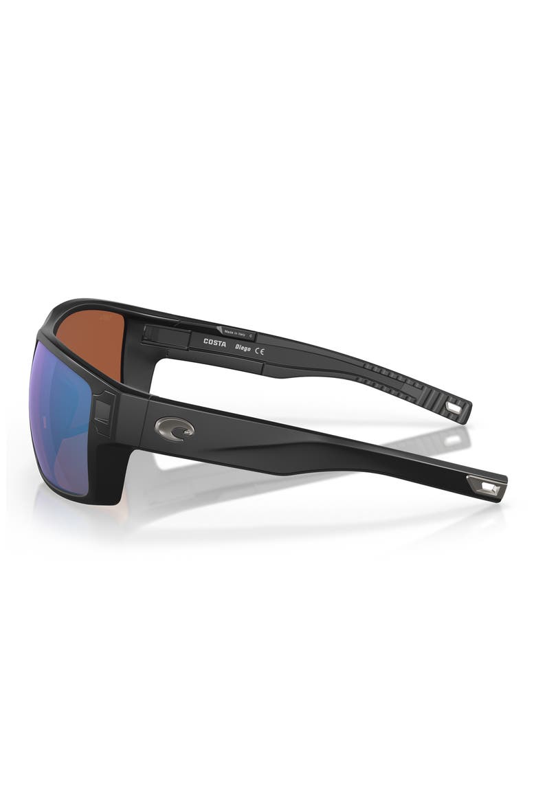 Diego 62mm Oversize Polarized Mirrored Rectangular Sunglasses, Alternate, color, BLACK / GREEN MIRROR 580G