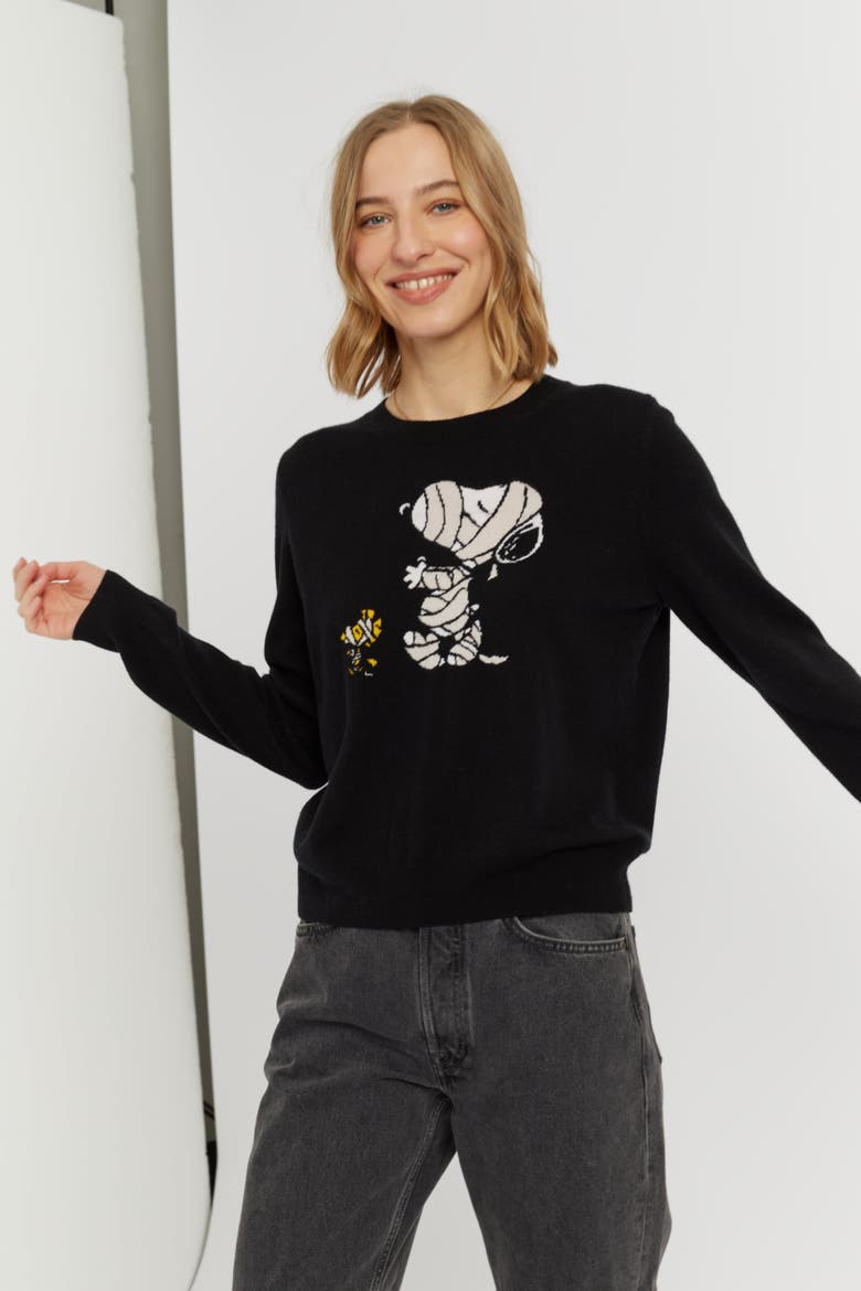 Wool-Cashmere Snoopy Mummy Sweater, Alternate, color, Black