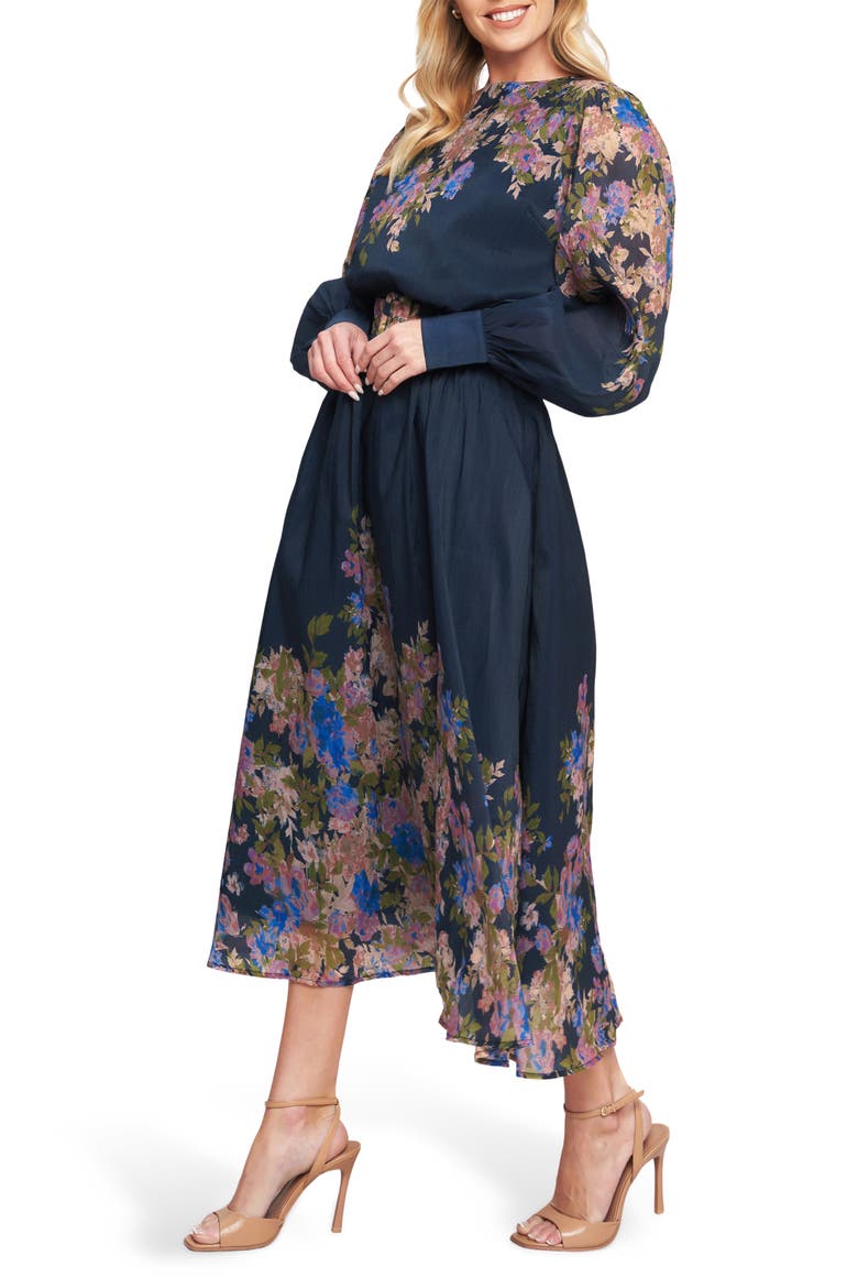 Long Sleeve Belted Midi Dress, Alternate, color, NAVY