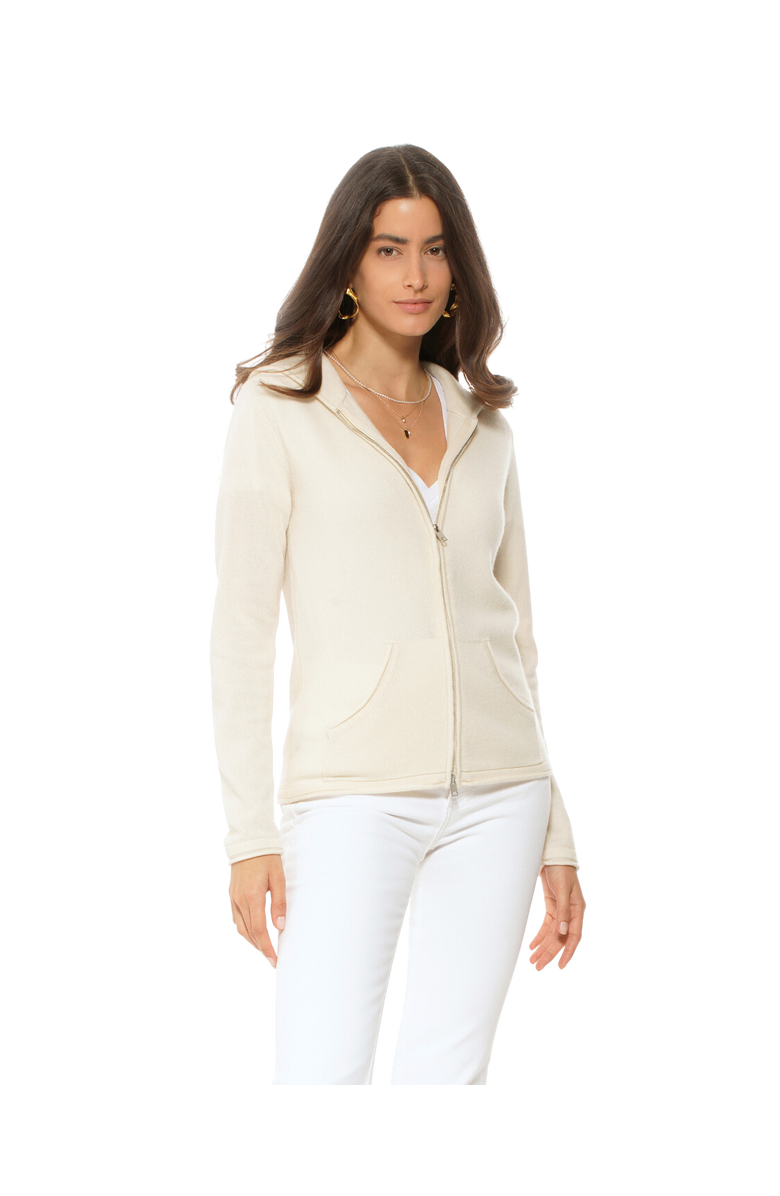 Monticelli Cashmere Pure Cashmere Double Zip Hoodie Sweater, Alternate, color, Camel