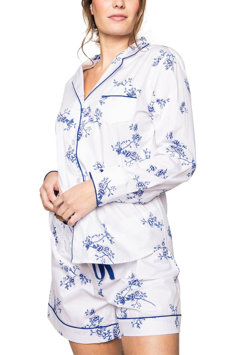 Petite Plume Indigo Floral Short Pajamas, Main, color, 