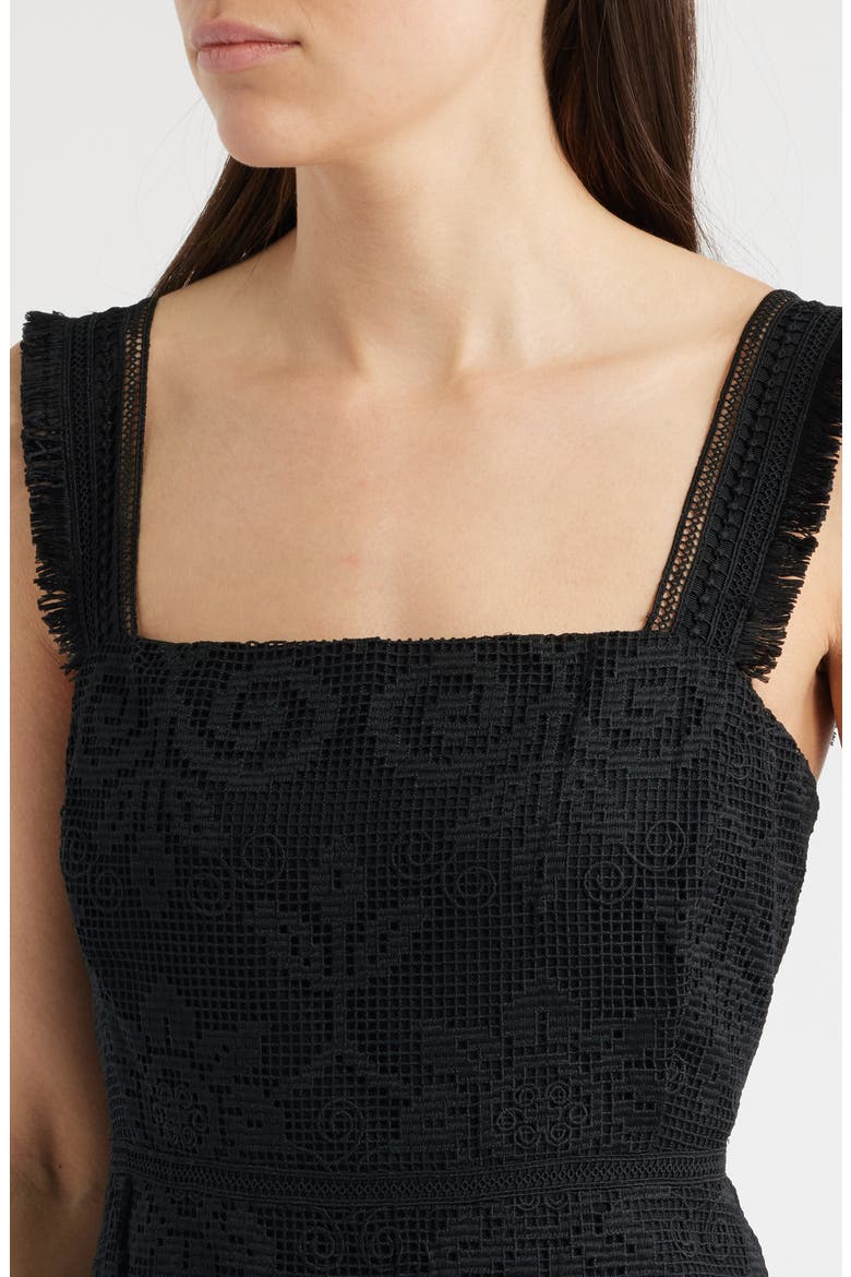 Mona Lace Fit & Flare Midi Dress, Alternate, color, BLACK
