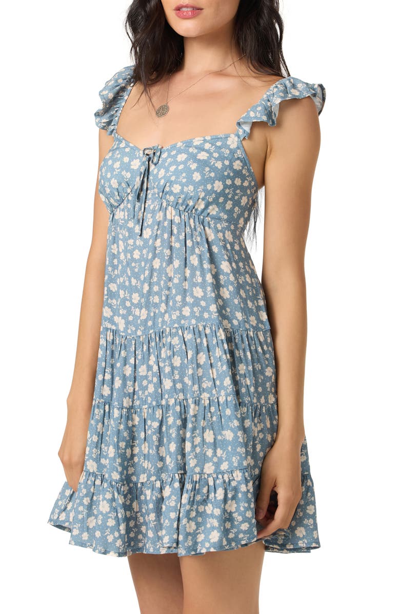 O'Neill Lorelei Floral Print Minidress, Alternate, color, Provincial Blue
