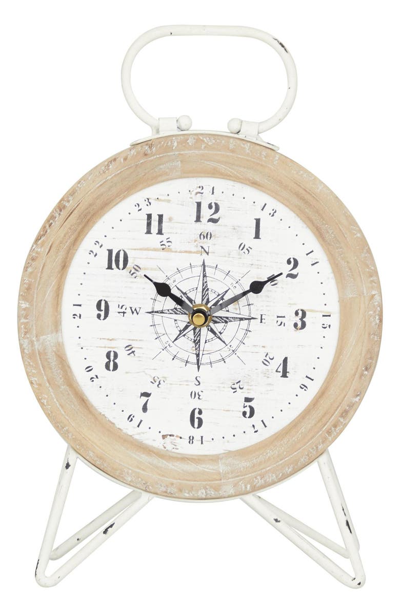 WILLOW ROW Eclectic Brown Metal Clock, Main, color,