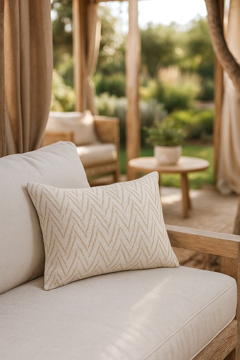 Chevron Boucle Pillow, Alternate, color, Rustic Beige