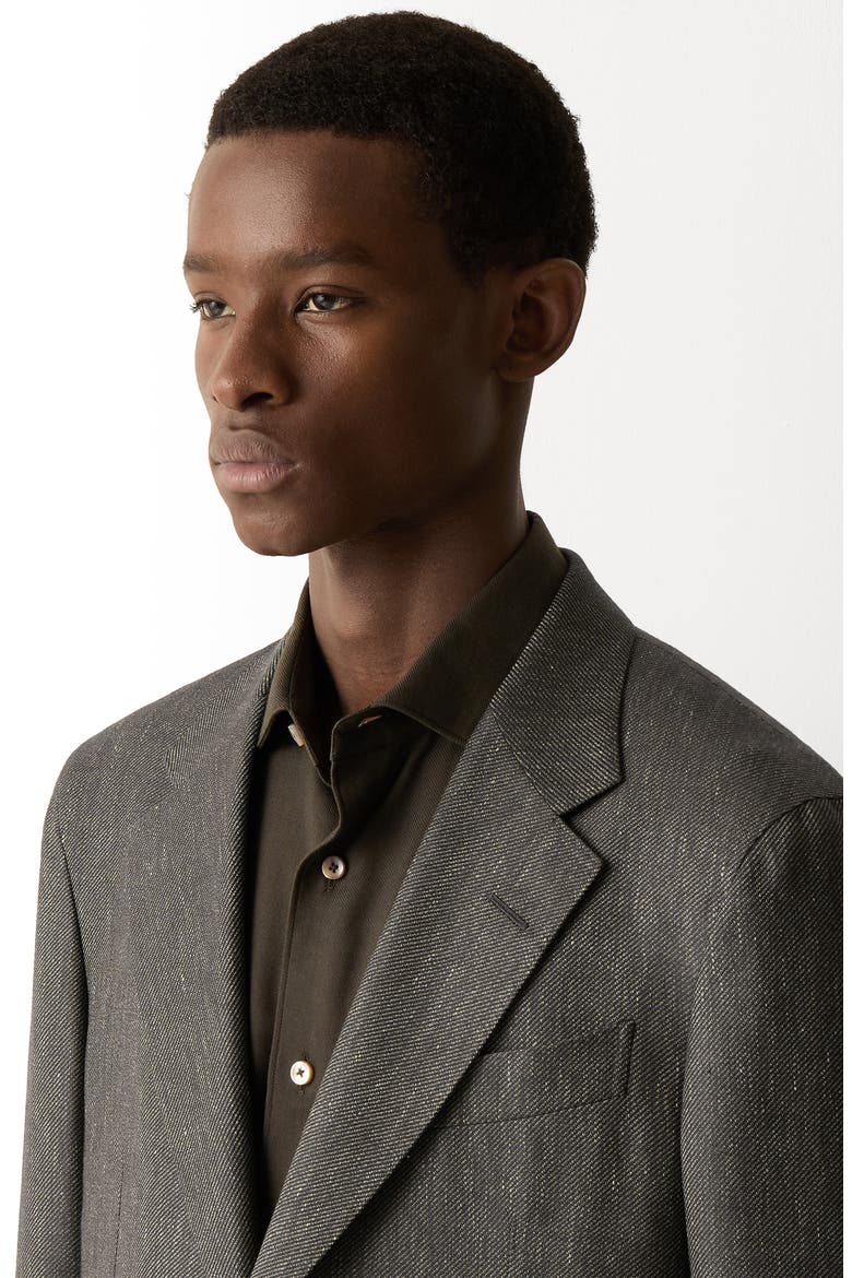 Cashmere, Silk & Linen Dinner Jacket, Alternate, color, DARK OLIVE GREEN
