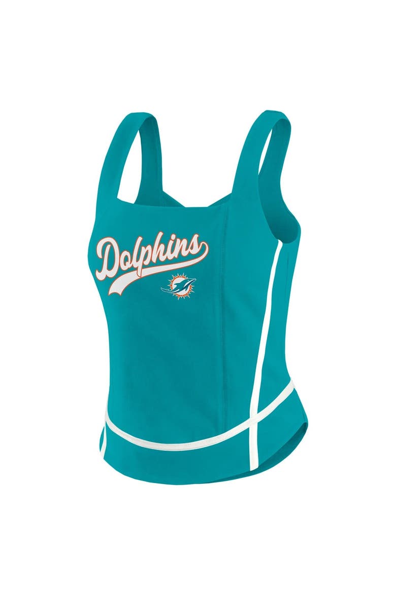 Women's WEAR by Erin Andrews Aqua Miami Dolphins Square Neck Tank Top, Alternate, color, Aqua
