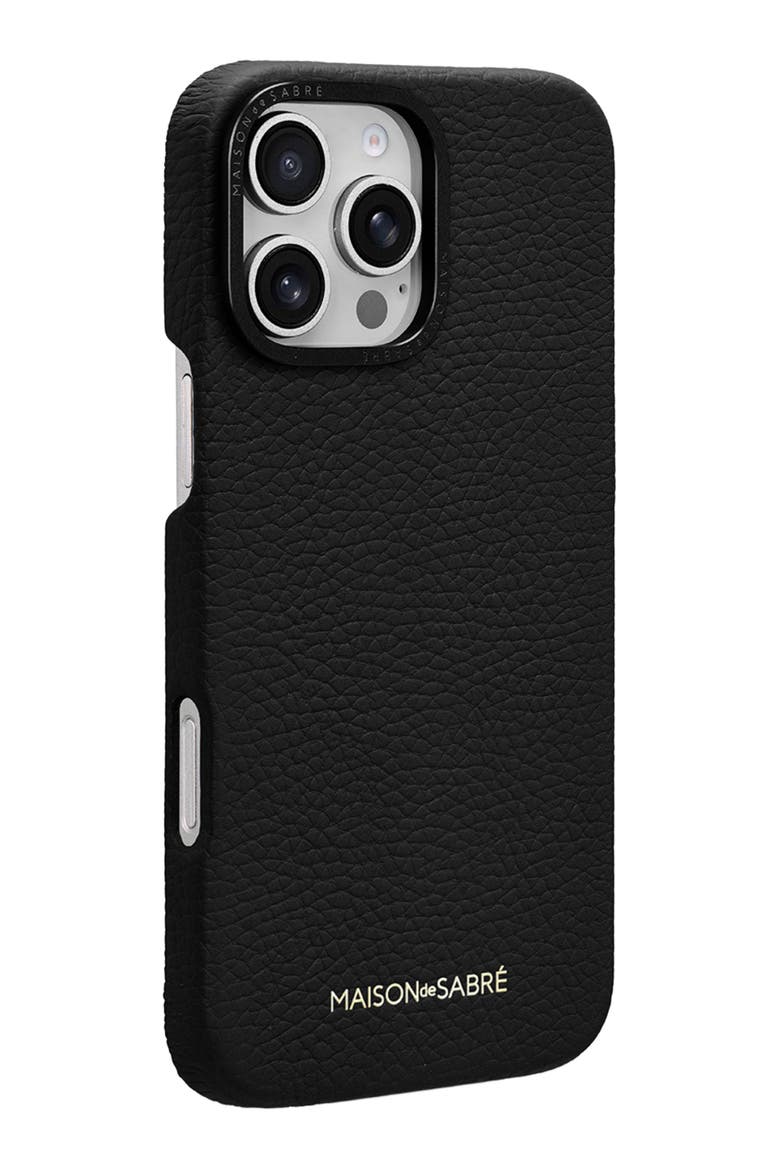 Leather Phone Case iPhone 16 Pro Max, Alternate, color, Black Caviar