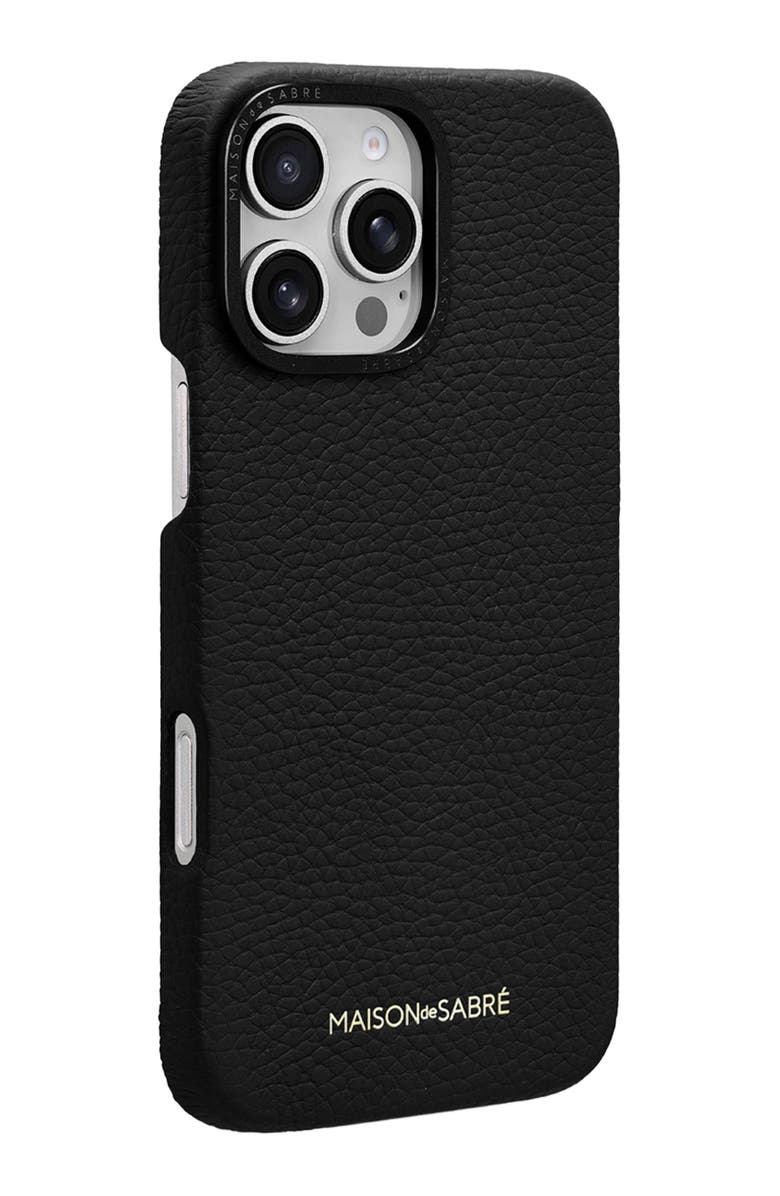 MAISON de SABRÉ Leather Phone Case, Alternate, color, Black Caviar