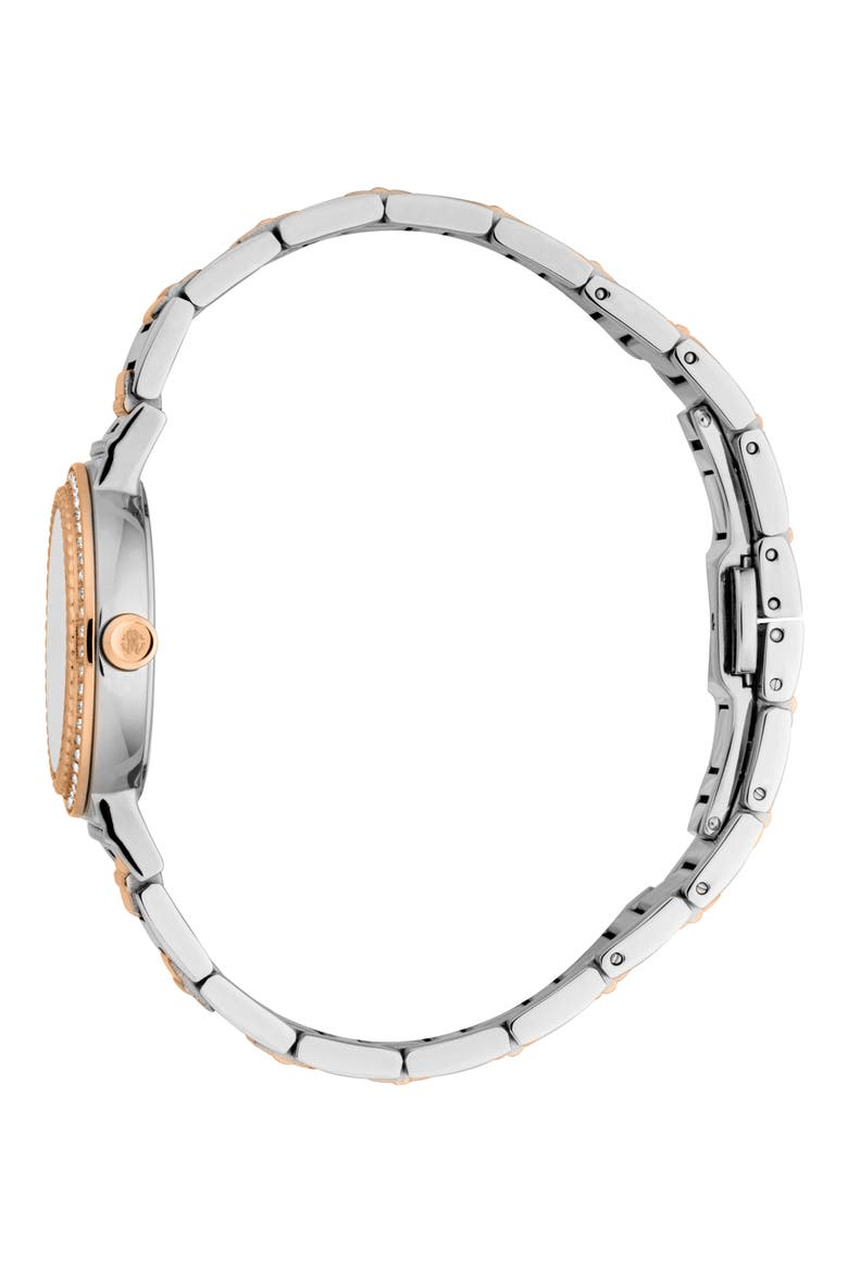 Textured Crystal Two-Tone Quartz Bracelet Watch, 30mm, Alternate, color, TWO TONE SILVER & ROSE GOLD