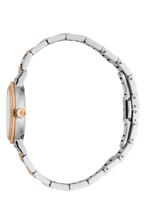 Roberto Cavalli Textured Crystal Two-tone Quartz Bracelet Watch, 30mm In Two Tone Silver & Rose Gold