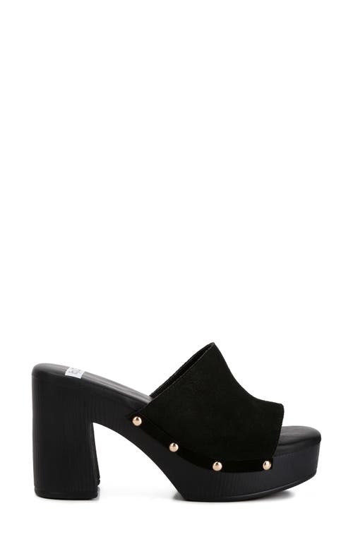 Rag & Co Cartera Suede High Block Heel Clogs In Black In Black