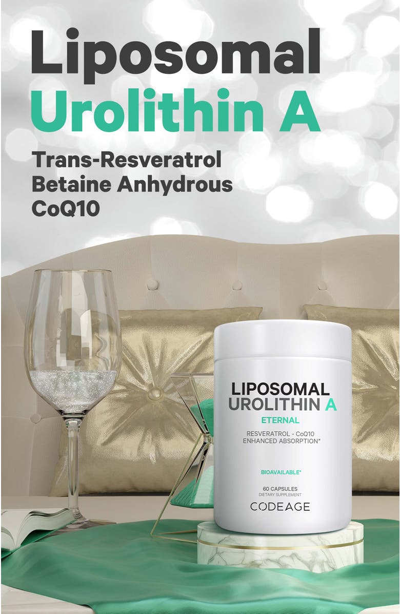 Codeage Liposomal Urolithin A + Resveratrol & CoQ10 Supplement, Alternate, color, White