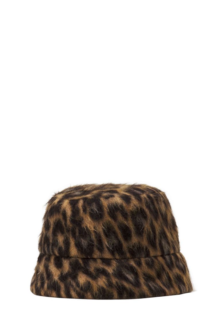Leopard Print Reversible Bucket Hat, Main, color, Leopard