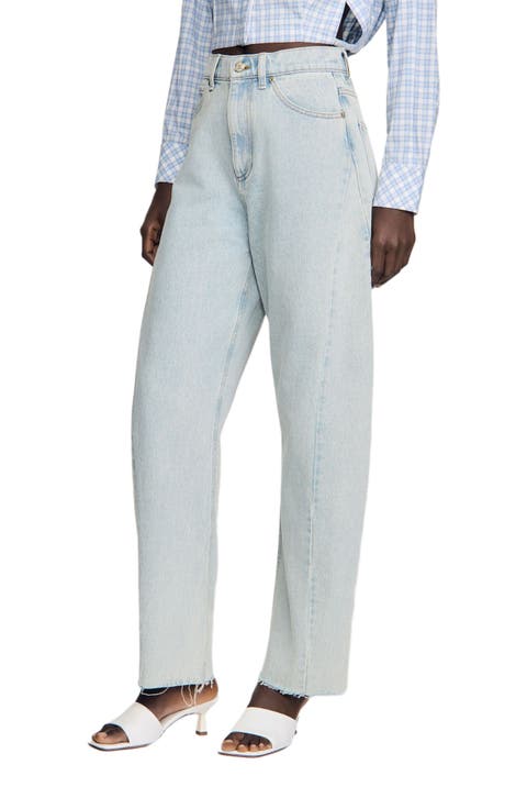 Faded barrel cotton jeans