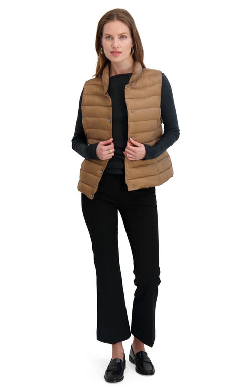 Tahari Billy Quilted Puffer Vest In Brown