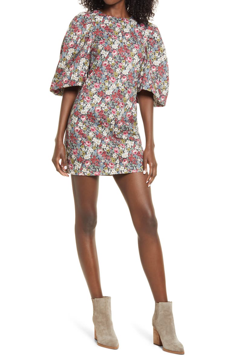 Endless Rose Floral Puff Sleeve Minidress, Main, color, 