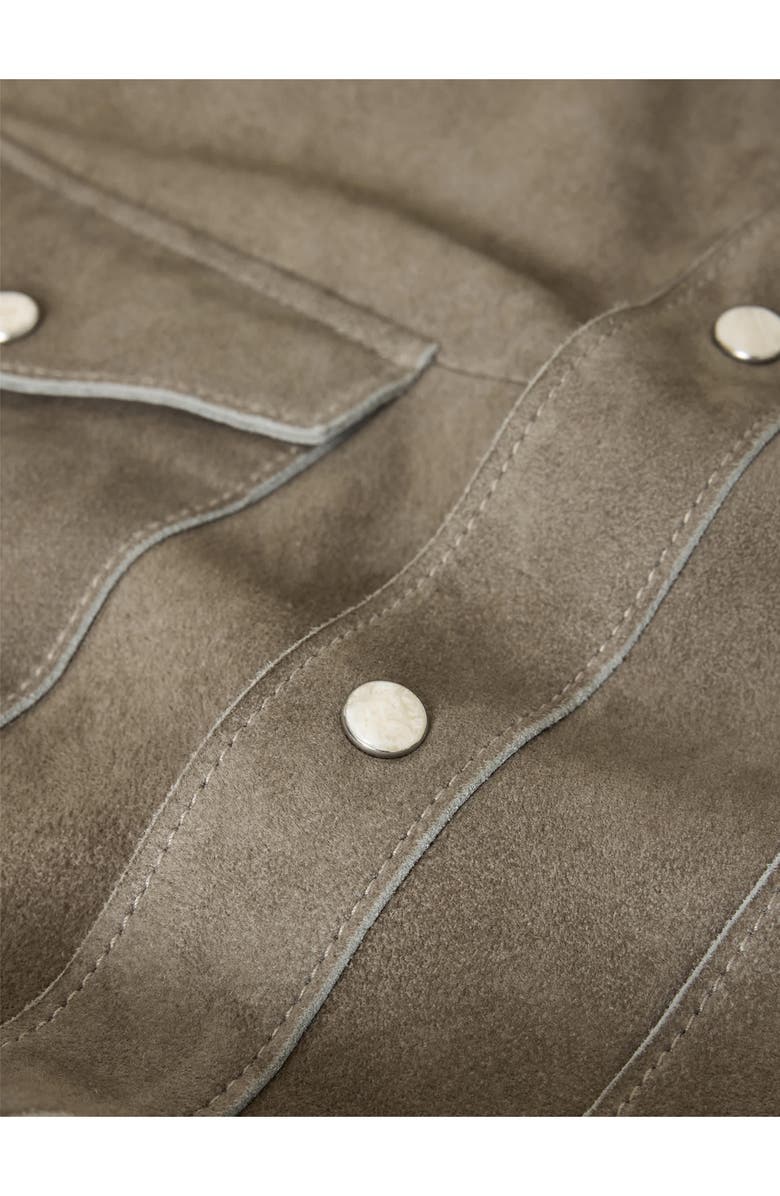 John Varvatos Sage Suede Shirt Jacket, Alternate, color, Haze Grey