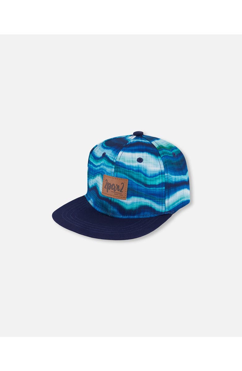 Deux par Deux Boy's Printed Cap Blue Wave And Black, Main, color,