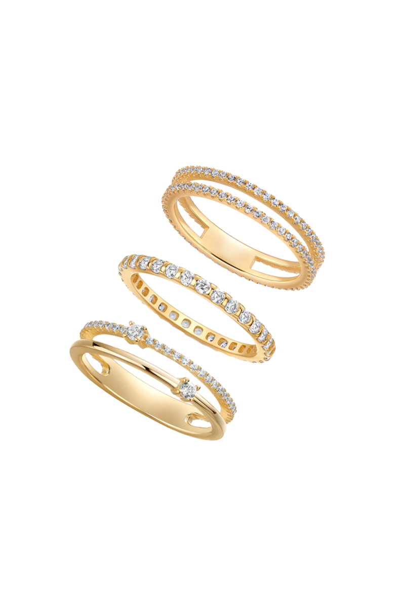BY ADINA EDEN CZ Pave Stackable Band Rings Combo Set, Main, color, Gold