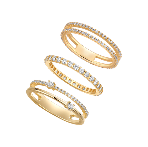 CZ Pave Stackable Band Rings Combo Set