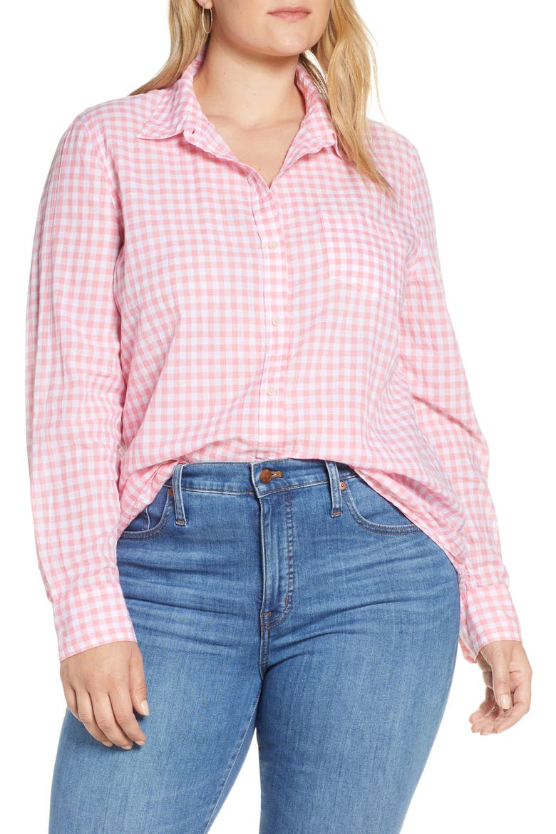 Classic Boyfriend Shirt, Alternate, color, PINK S- WHITE GINGHAM