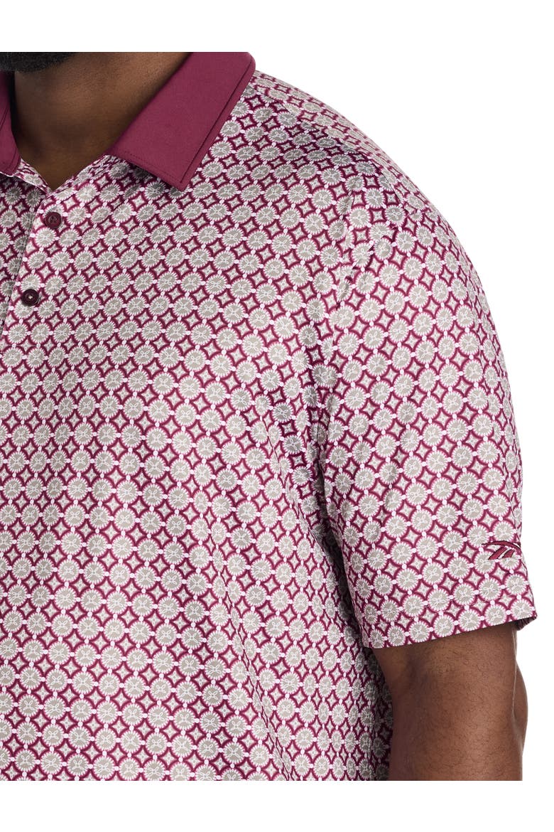 Big & Tall Mosaic Tile Performance Polo Shirt, Alternate, color, GRITTY GREY PINK