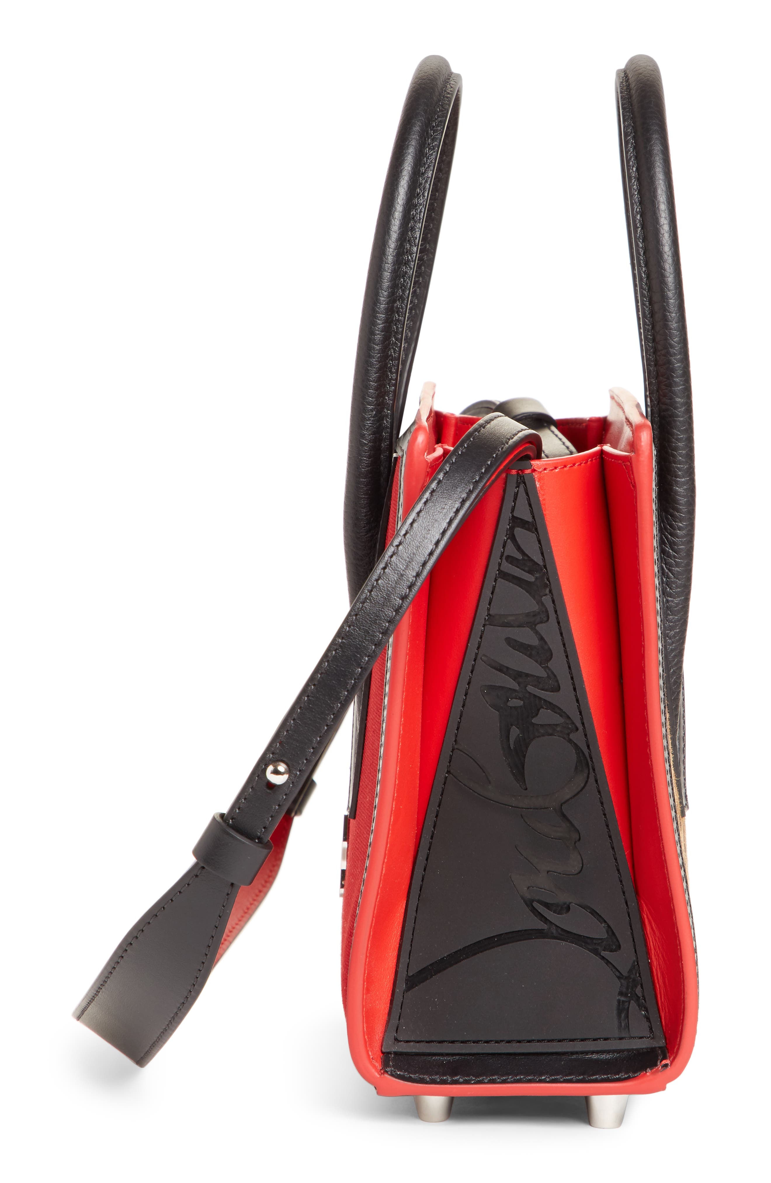 Christian Louboutin Mini Paloma Suede & Canvas Satchel, Alternate, color, 