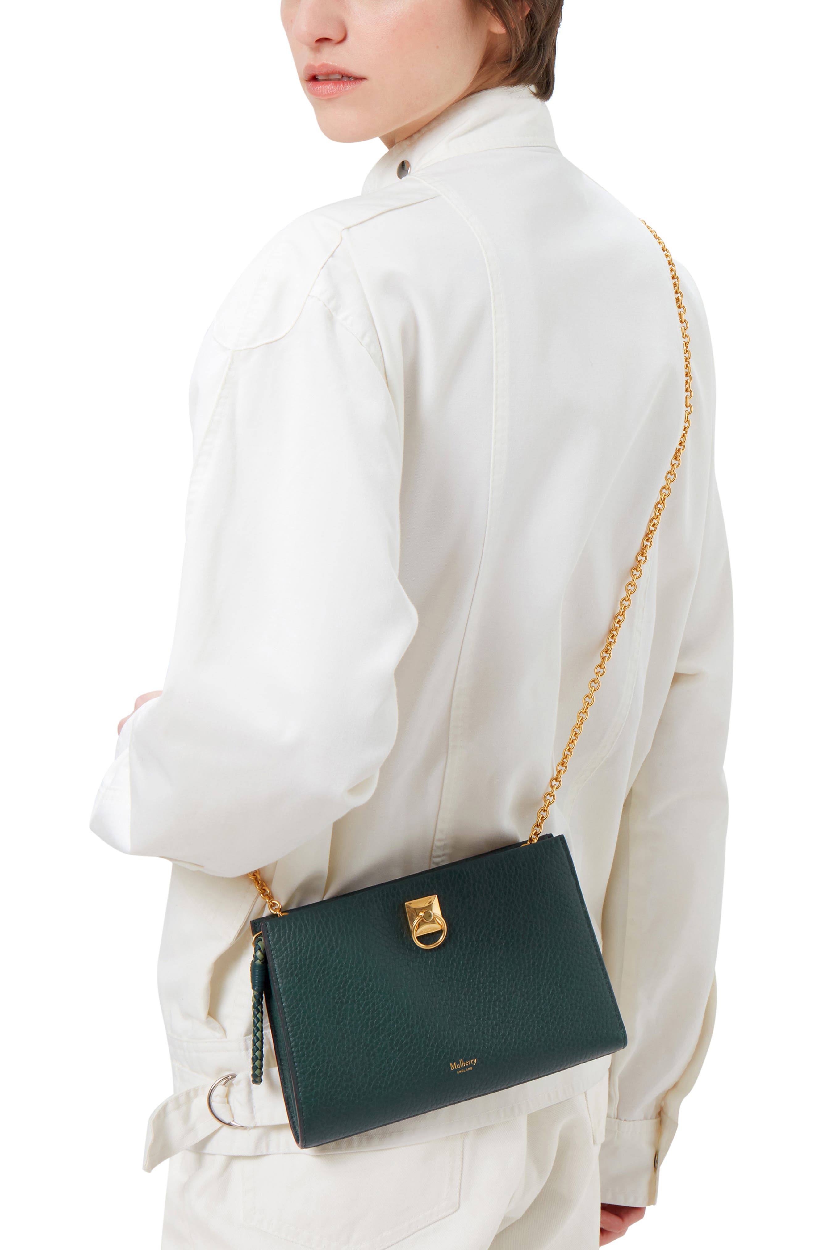 Iris Leather Wallet on a Chains, Alternate, color, MULBERRY GREEN