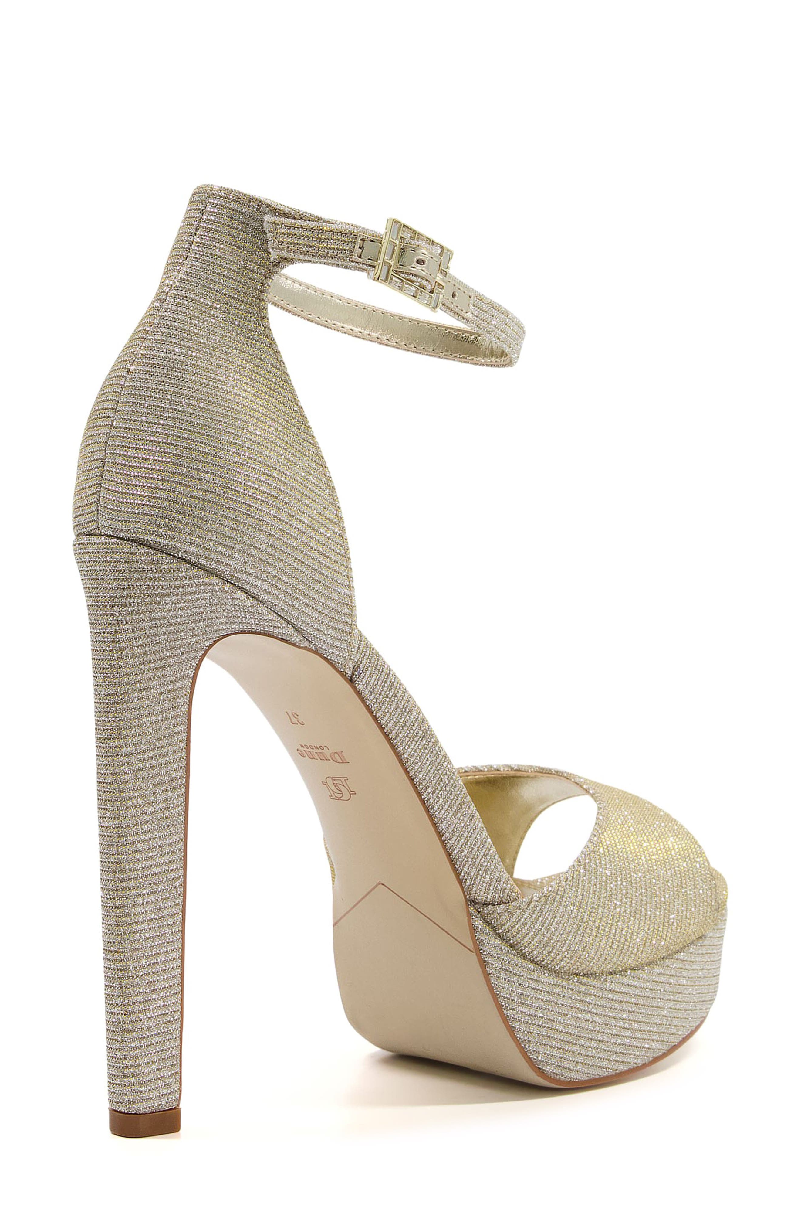 Dune London Mascots Platform Ankle Strap Sandal, Alternate, color, Gold