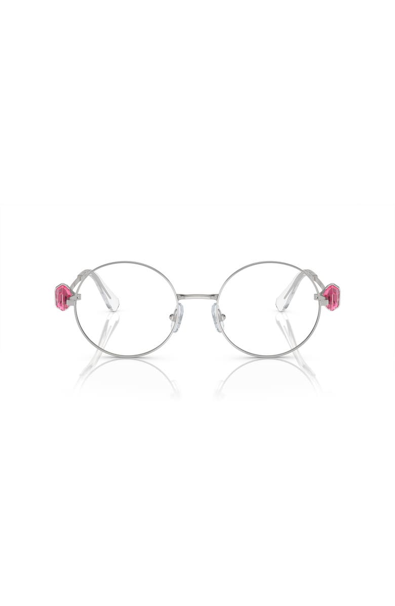Swarovski 53mm Round optical glasses, Alternate, color, Silver