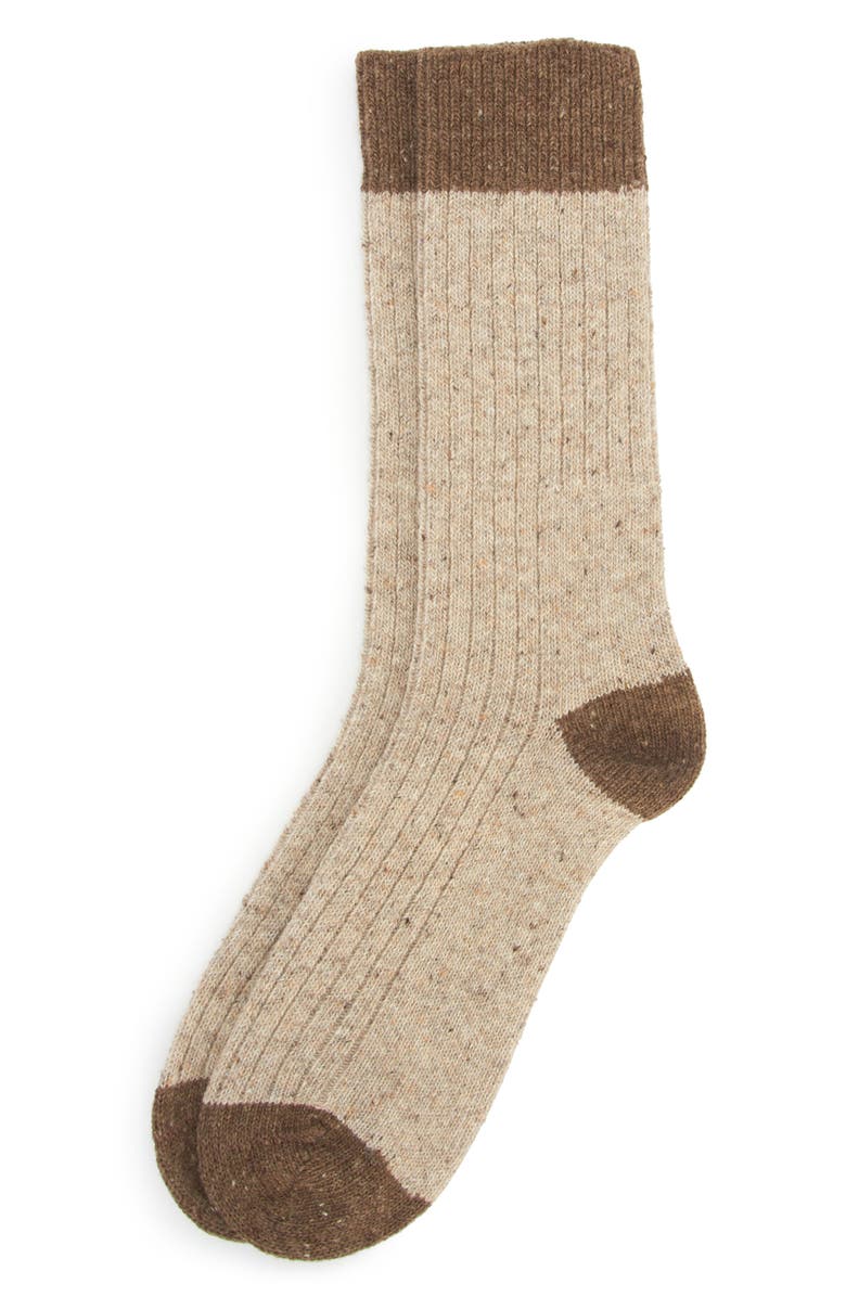 Barbour Houghton Wool Blend Boot Socks, Main, color, Biscuit