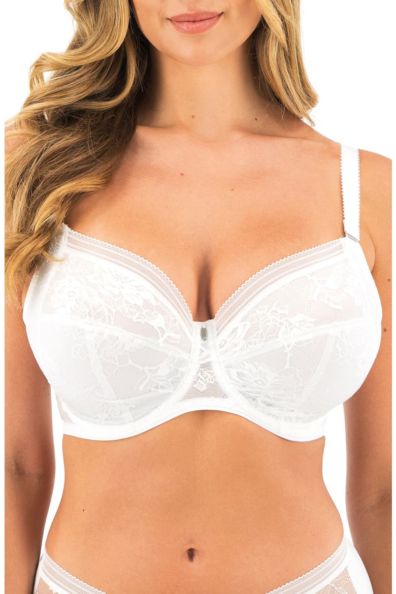 Fusion Underwire Lace Side Support Bra, Main, color, WHITE