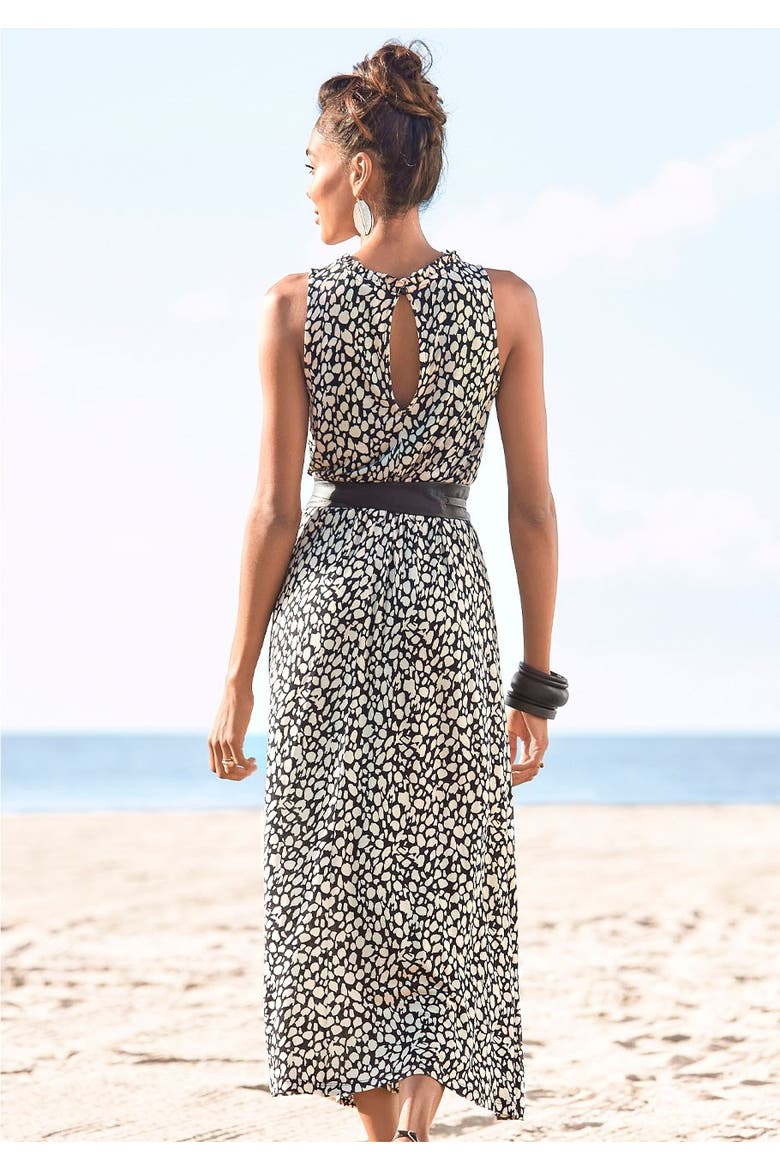 High Neck Maxi Dress, Alternate, color, Black Printed