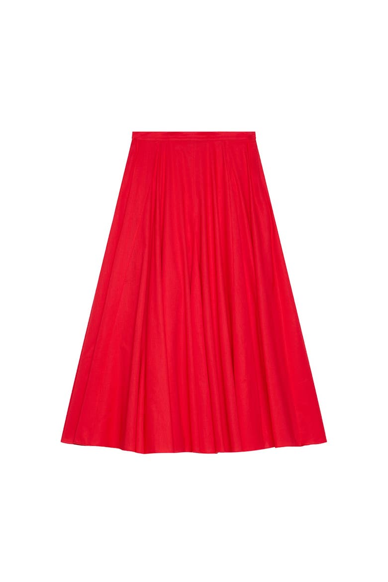 Cotton Full Midi Skirt, Alternate, color, Red