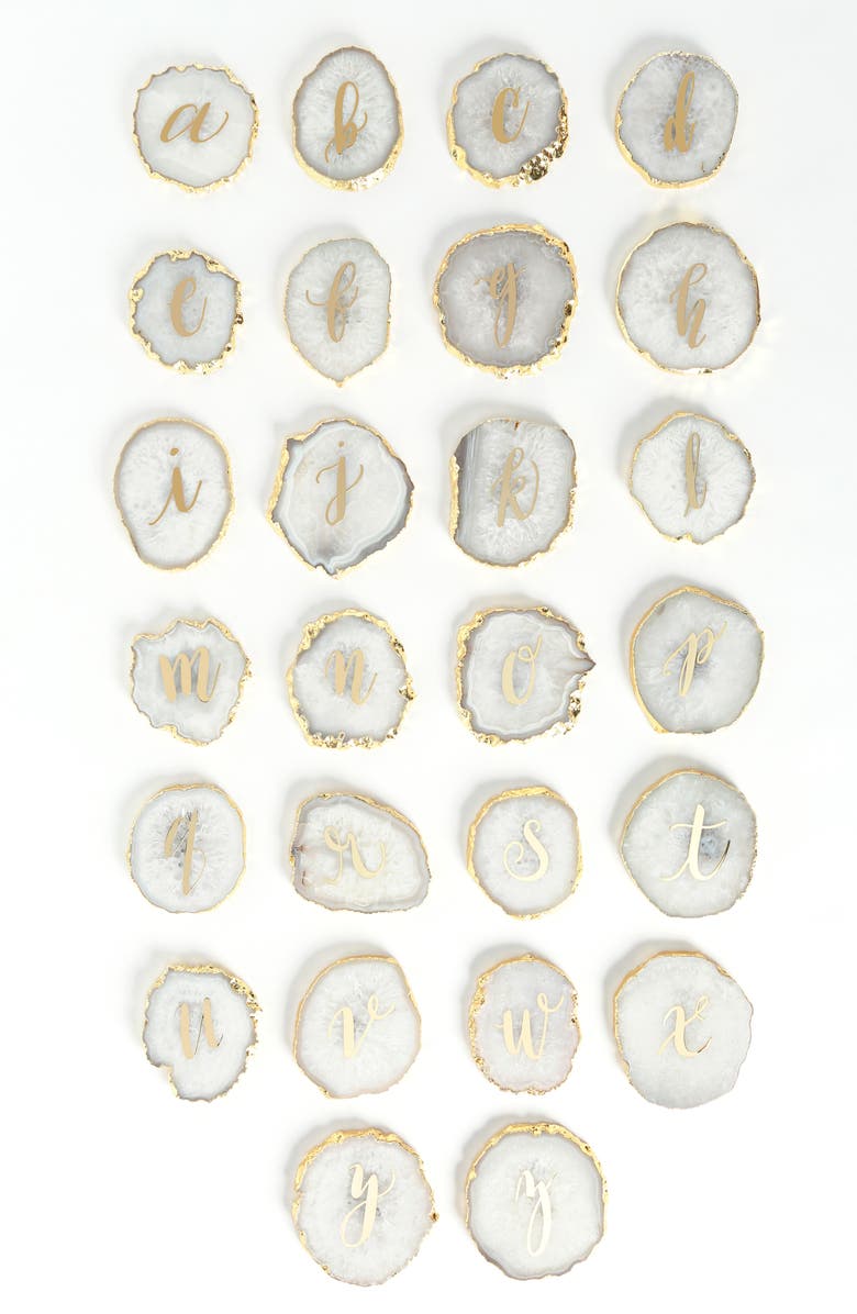 Anthropologie Home Monogram Agate Coaster, Alternate, color, 