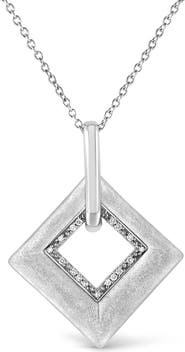 Haus of Brilliance .925 Sterling Silver Pave-Set Diamond Accent Kite Shape Pendant Necklace