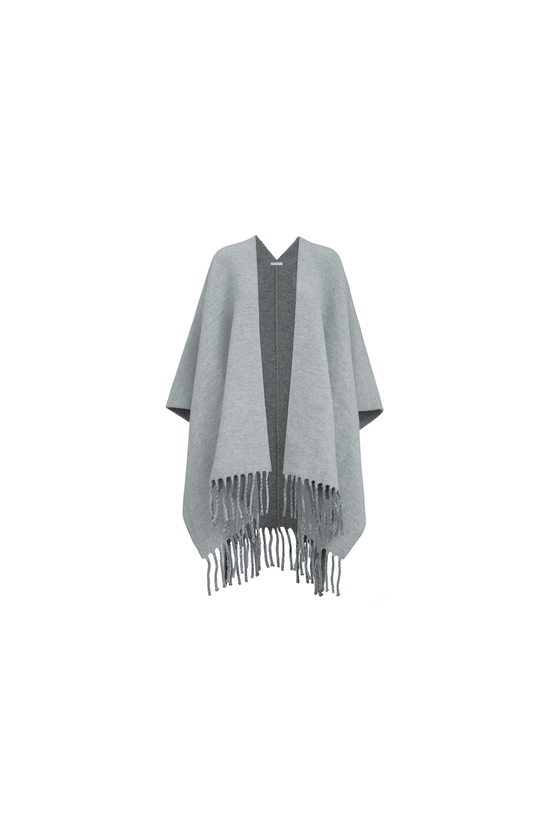 Wool and cashmere double knit reversible poncho, Alternate, color, Light Grey