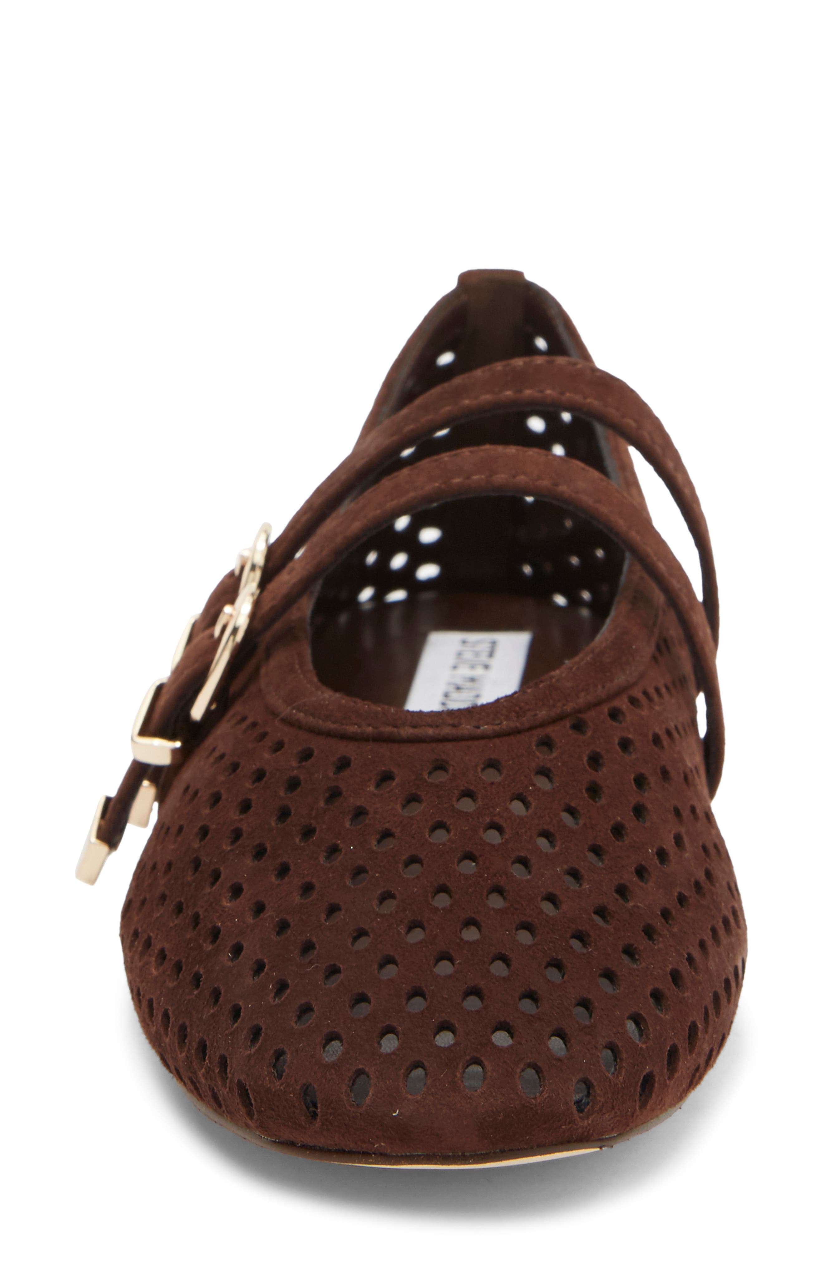 Lissa Perforated Mary Jane Flat, Alternate, color, BROWN SUEDE
