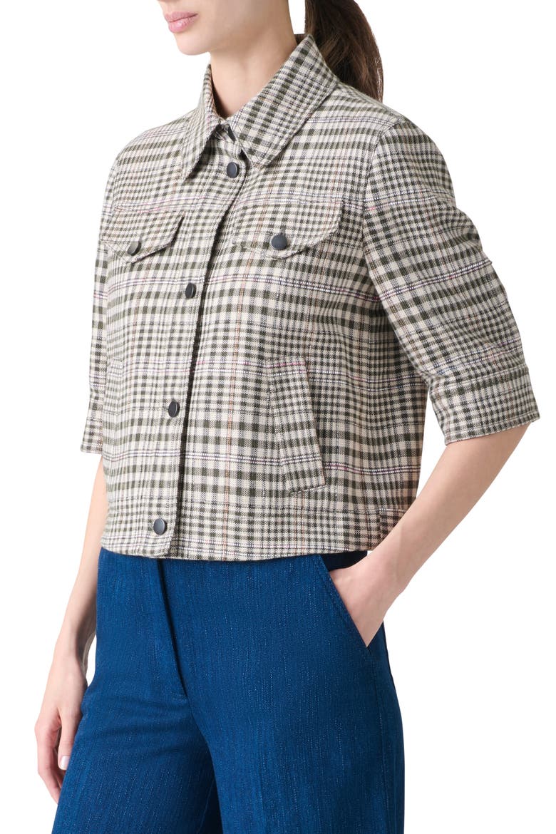 Check Crop Jacket, Alternate, color, CREAM-BLACK