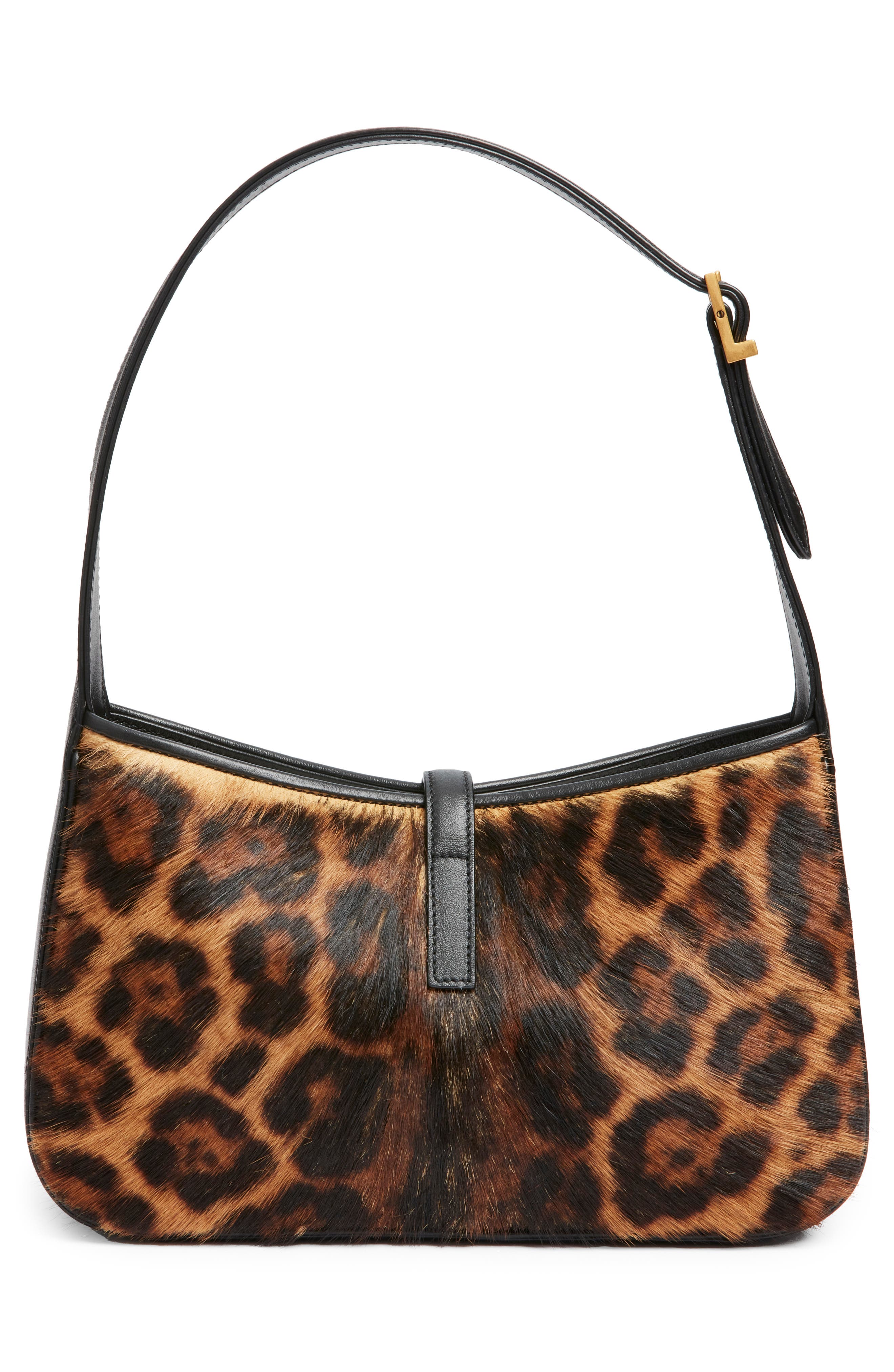 Saint Laurent Le 5 À 7 Genuine Calf Hair Hobo Bag, Alternate, color, Brown/ Noir