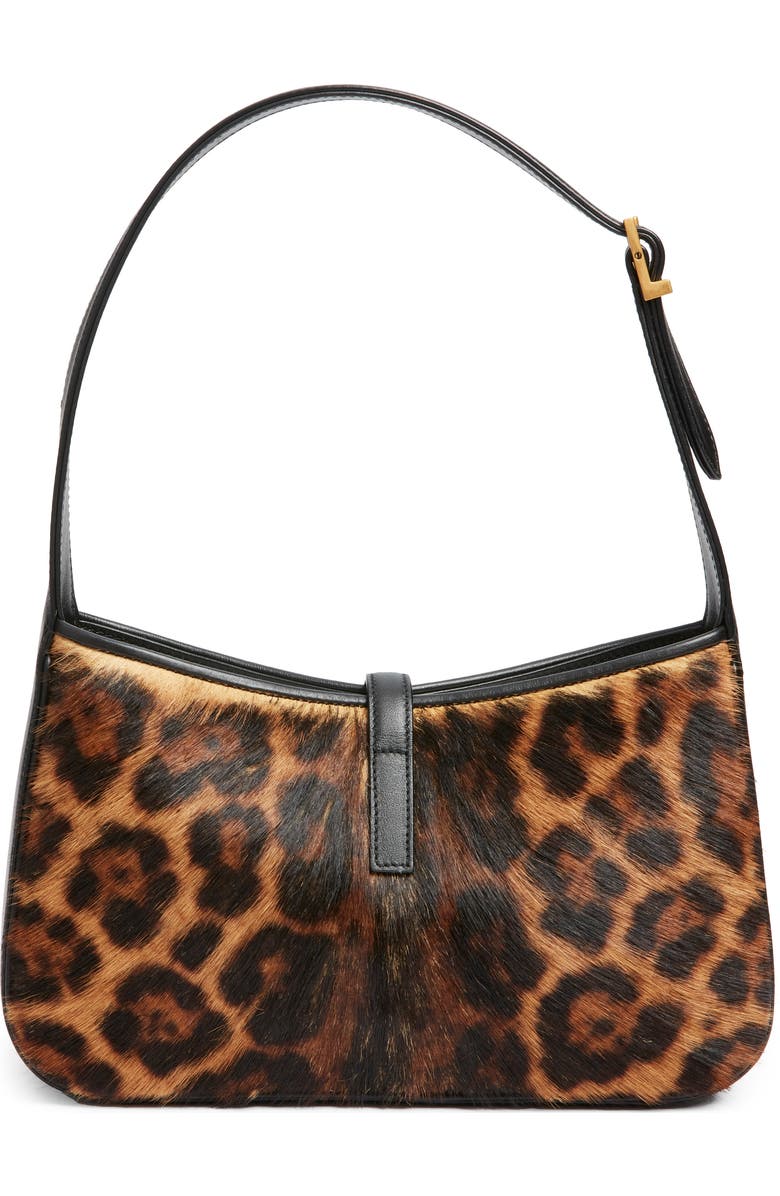 Saint Laurent Le 5 À 7 Genuine Calf Hair Hobo Bag, Alternate, color, Brown/ Noir