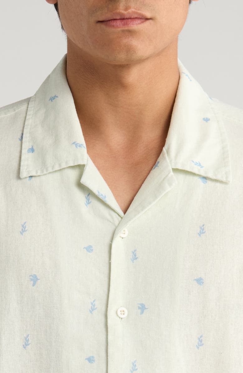 Museum of Peace & Quiet Doves Cotton Camp Shirt, Alternate, color, White