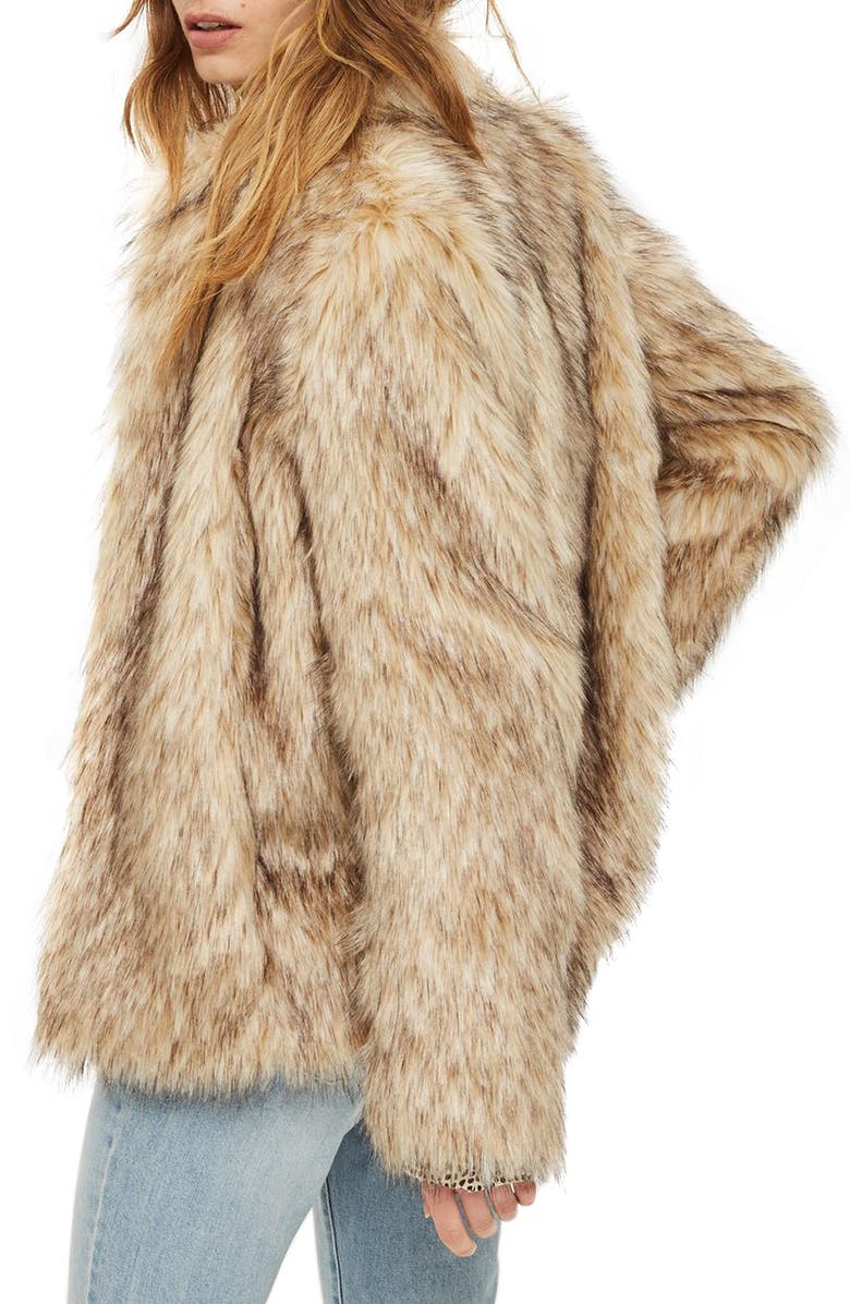 Topshop Kendall Faux Fur Jacket, Alternate, color,