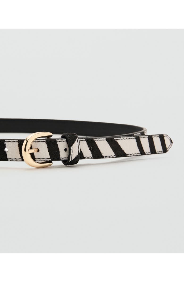 MANGO Animal Print Calf Hair Belt, Alternate, color, Black