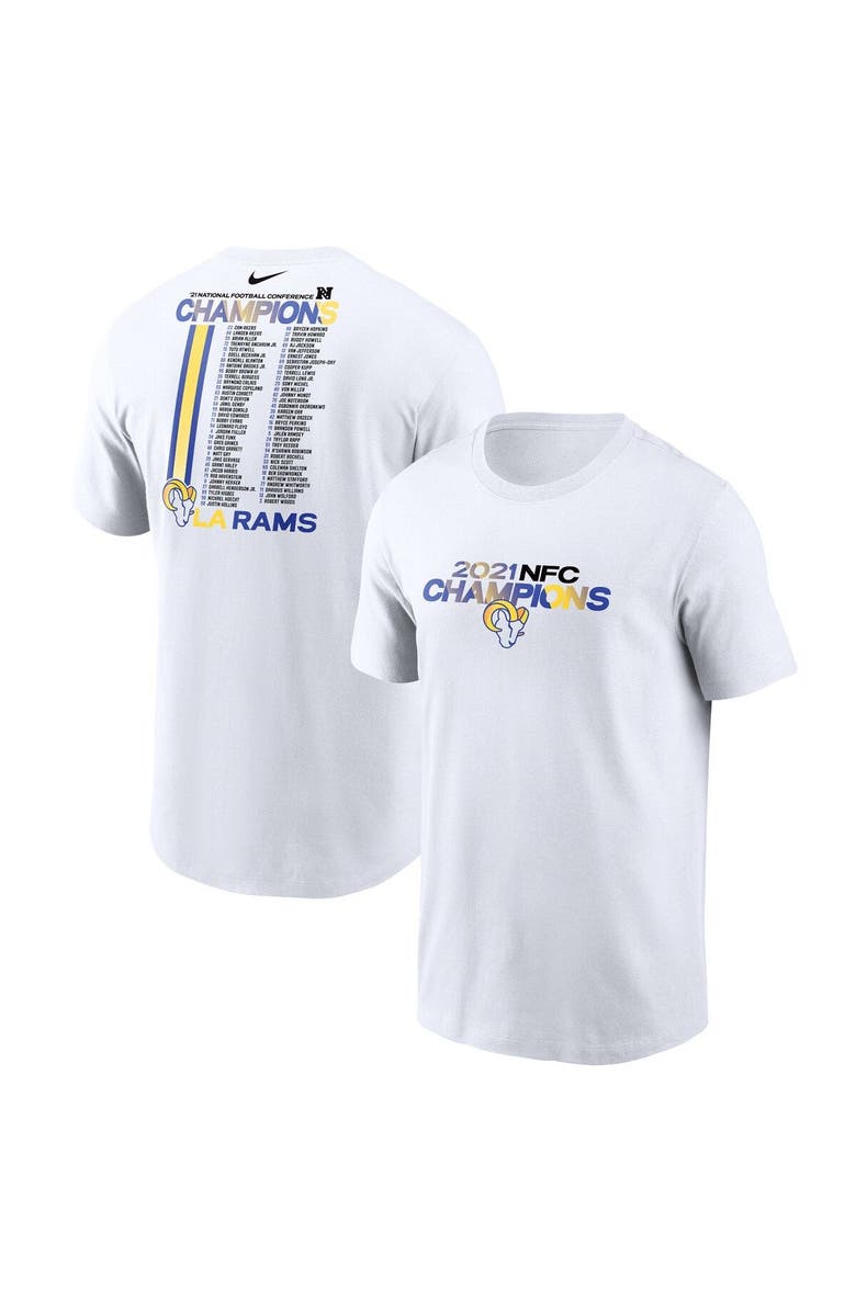 Nike Men's Nike White Los Angeles Rams 2021 NFC Champions Roster T-Shirt, Main, color,