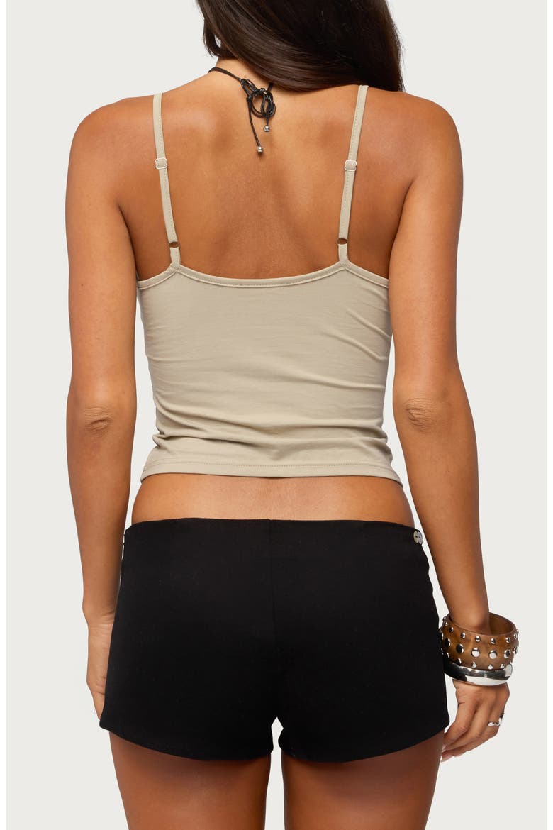 Zanna Keyhole Tie Front Tank, Alternate, color, TAUPE