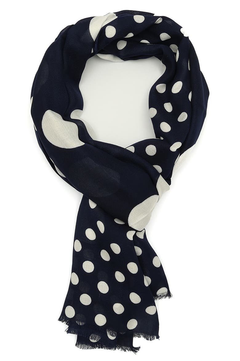 breezy dot oblong scarf, Alternate, color, PLANETARY NAVY/ CREAM