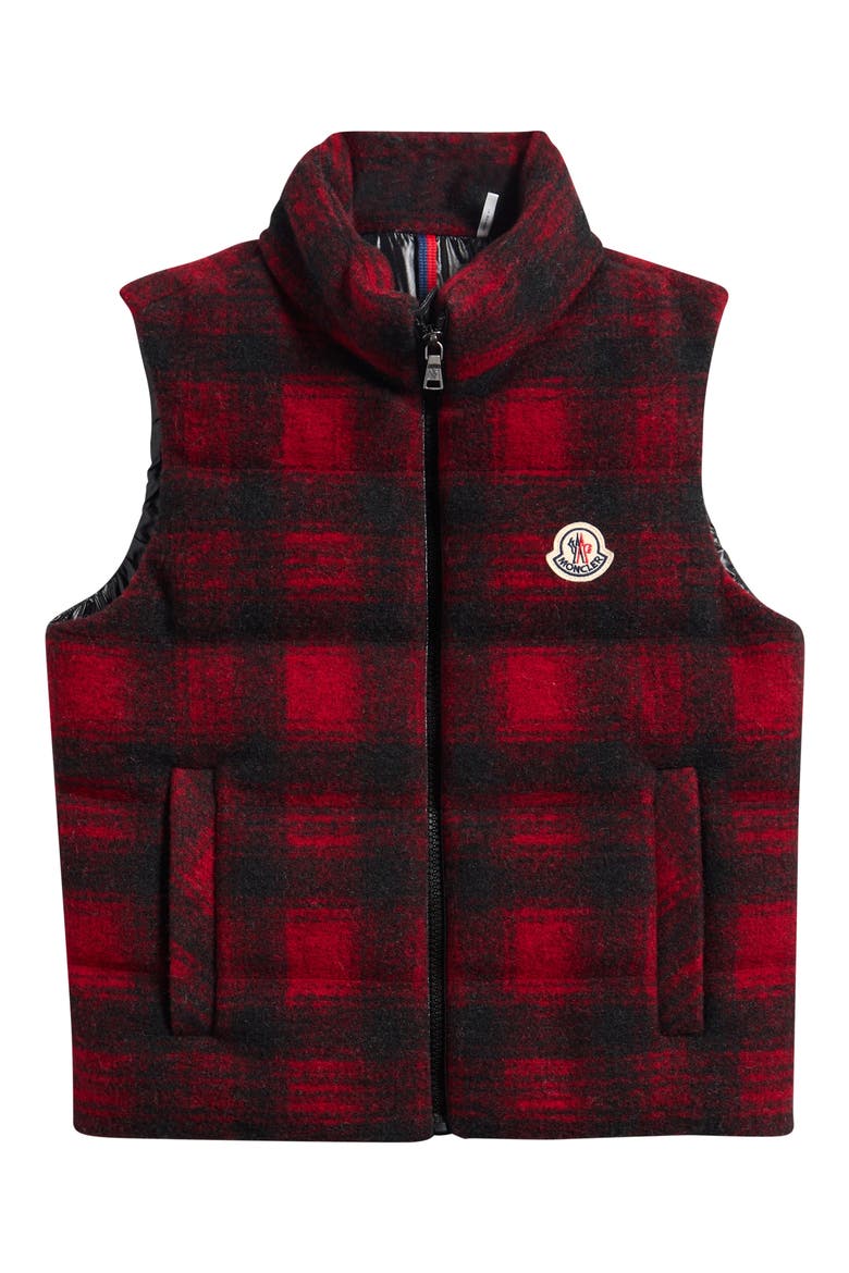 Kids' Laotari Plaid Down Vest, Main, color, RED