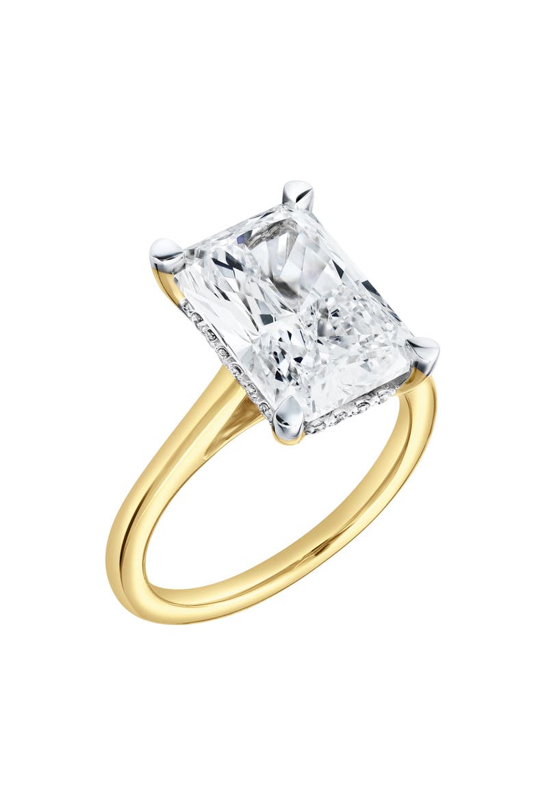 Aelo 14K Gold Radiant Cut Lab Grown Diamond Hidden Halo Engagement Ring - 5.1 Ct, Alternate, color, 14K Yellow Gold